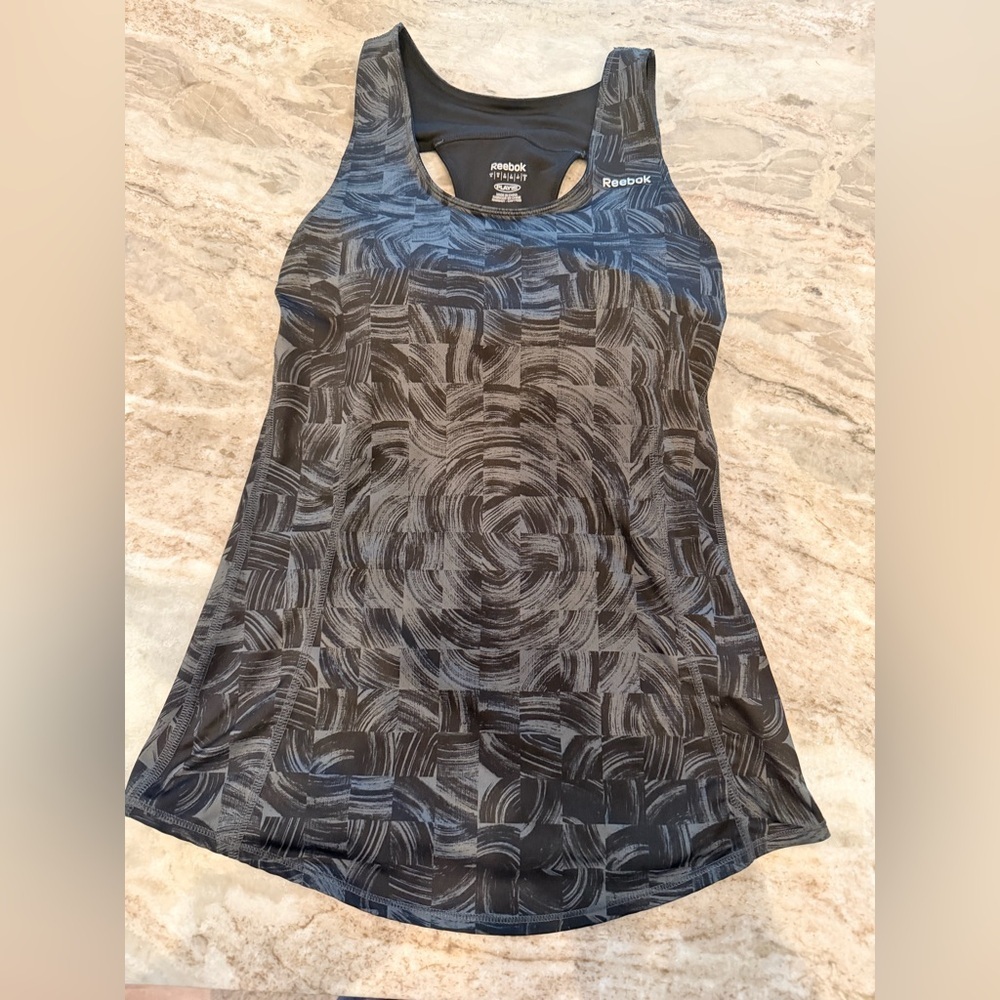 Reebok PlayDry Racerback Athletic Tank Top Small | Black Gray